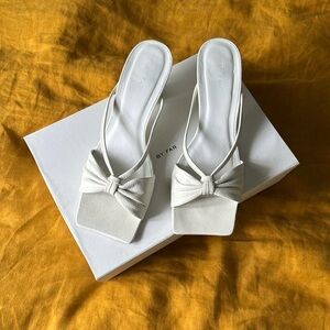 BY FAR white leather sandals